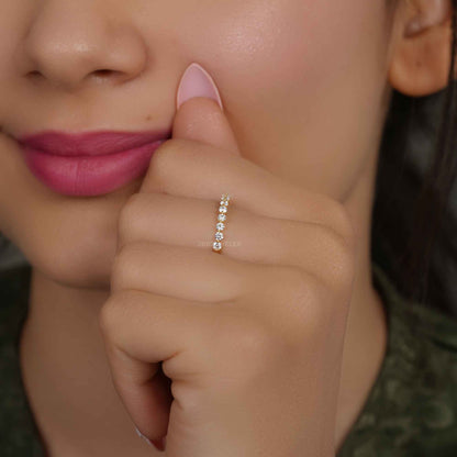 Bague de mariage à diamants cultivés en laboratoire à griffes partagées