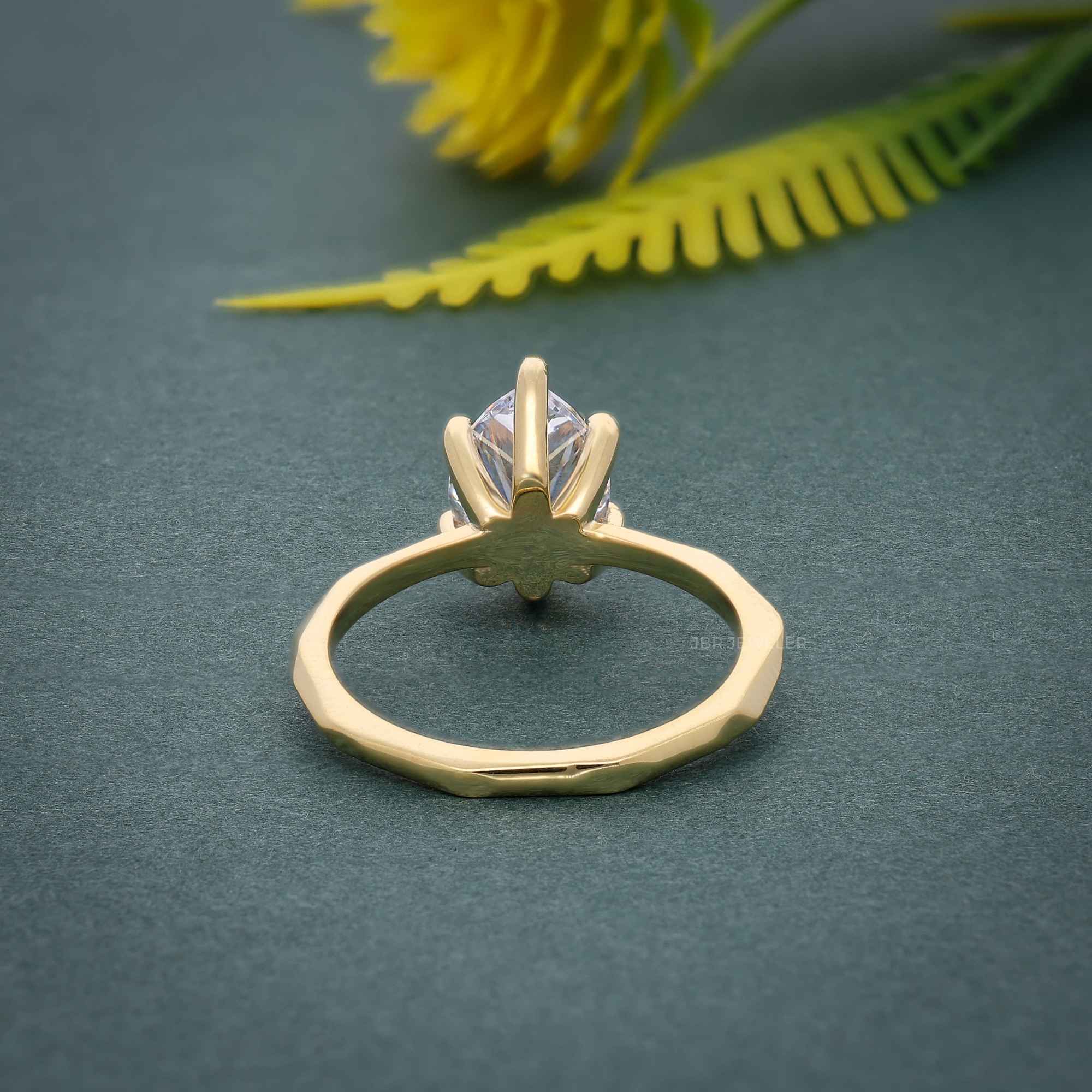 Squared edges Pear Lab Grown Diamond Engagement Ring - JBR Jeweler