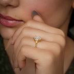 Squared edges Pear Moissanite Diamond Solitaire Ring - JBR Jeweler