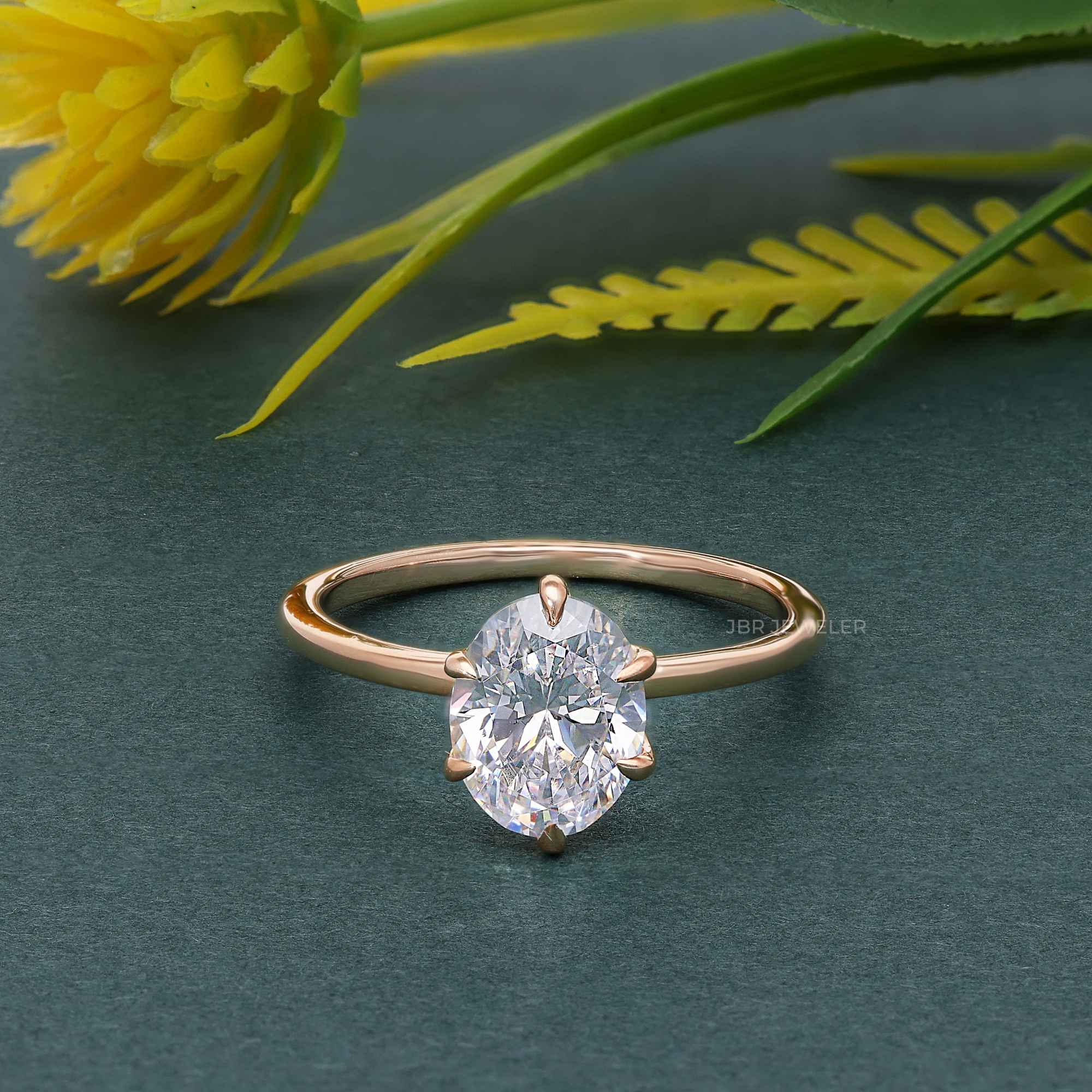 Six Prong Oval Cut Lab Grown Diamond Engagement Ring - JBR Jeweler
