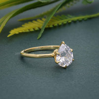 Six Prong Pear Cut Lab Grown Diamond Engagement Ring