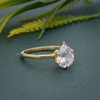 Six Prong Pear Cut Moissanite Solitaire Engagement Ring - JBR Jeweler