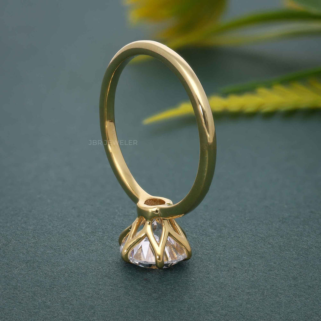 Six Prong Round Cut Moissanite Solitaire Engagement Ring - JBR Jeweler