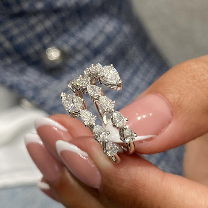 Bague de fiançailles avec accent marquise et diamant cultivé en laboratoire Asscher de 1,00 ct