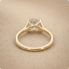 Cushion cut moissanite solitaire ring top view