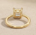 Top view of art deco asscher moissanite bridal ring