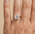 Solitaire moissanite ring in white gold band, asscher cut