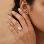 Asscher moissanite bridal ring styled for proposal