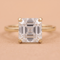 Solitaire asscher moissanite bridal ring, art deco style