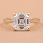 Solitaire asscher moissanite bridal ring, art deco style