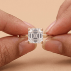 Art deco engagement ring with asscher cut moissanite