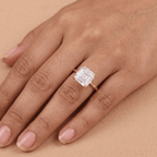 Art deco filigree detailing on solitaire moissanite ring