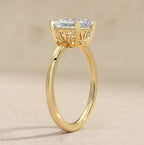 Vintage art deco bridal ring, moissanite center stone