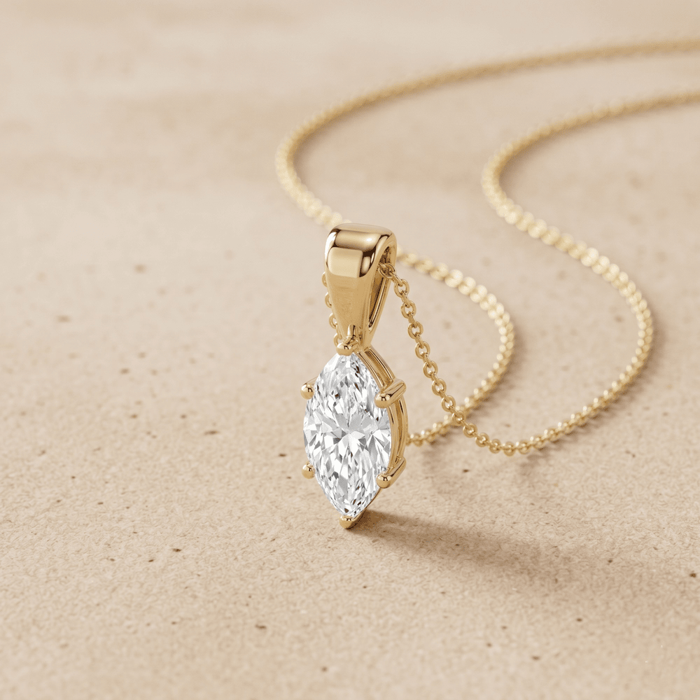 Solitaire Marquise Cut Diamond Pendant Necklace Lab Diamond