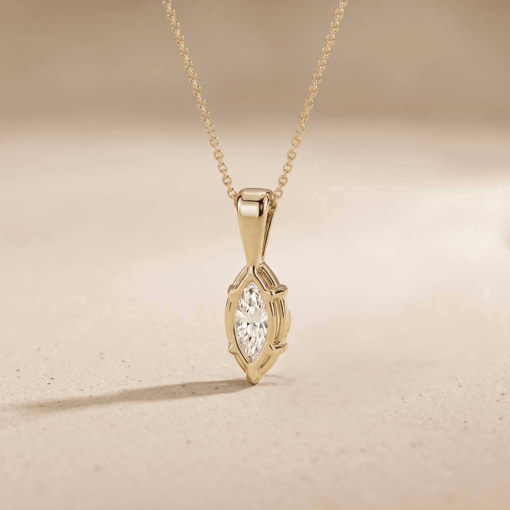 Solitaire Marquise Cut Diamond Pendant Necklace Lab Diamond
