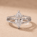 Solitaire marquise moissanite engagement ring 14K gold front view