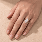 Marquise moissanite 14K gold ring worn on finger lifestyle photo