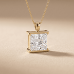 Solitaire Princess Cut Lab Grown Diamond Necklace in Gold