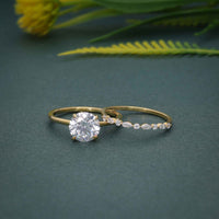 Solitaire Round Cut Lab Grown Diamond Wedding Bridal Ring Sets