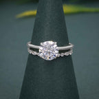 Solitaire Round Cut Moissanite Diamond Wedding Bridal Ring Sets - JBR Jeweler