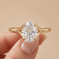 Solitaire oval lab grown diamond ring front view