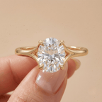 Solitaire oval lab grown diamond ring front view