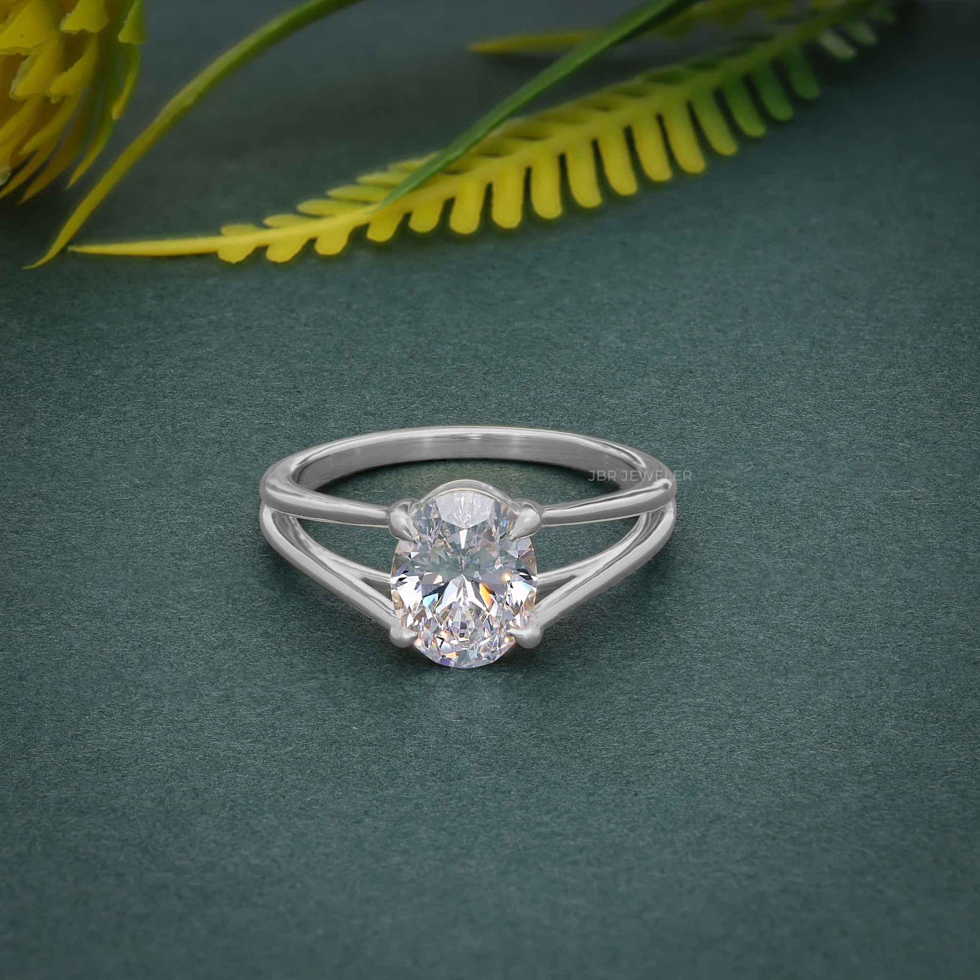 Split Shank Oval Cut Lab Grown Diamond Solitaire Ring - JBR Jeweler