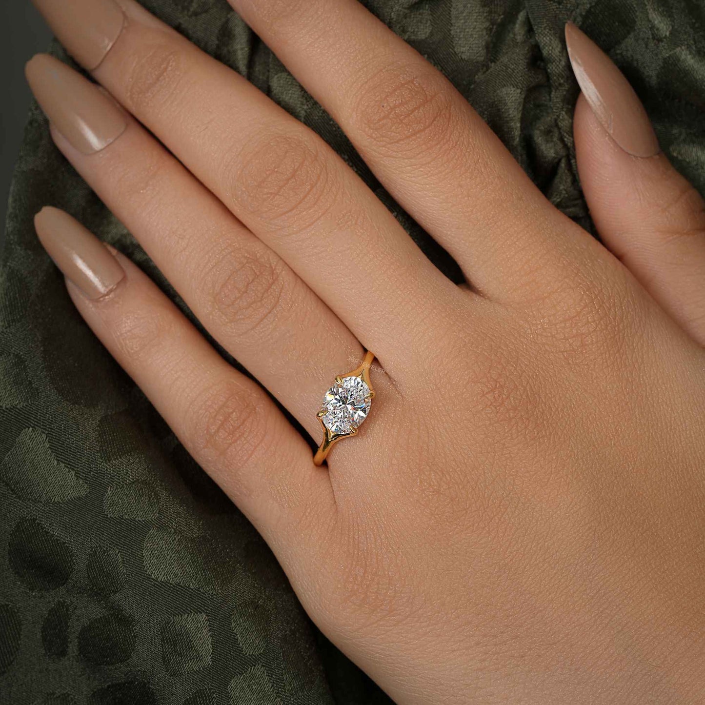 Wrapped Oval Moissanite Diamond Solitaire Engagement Ring