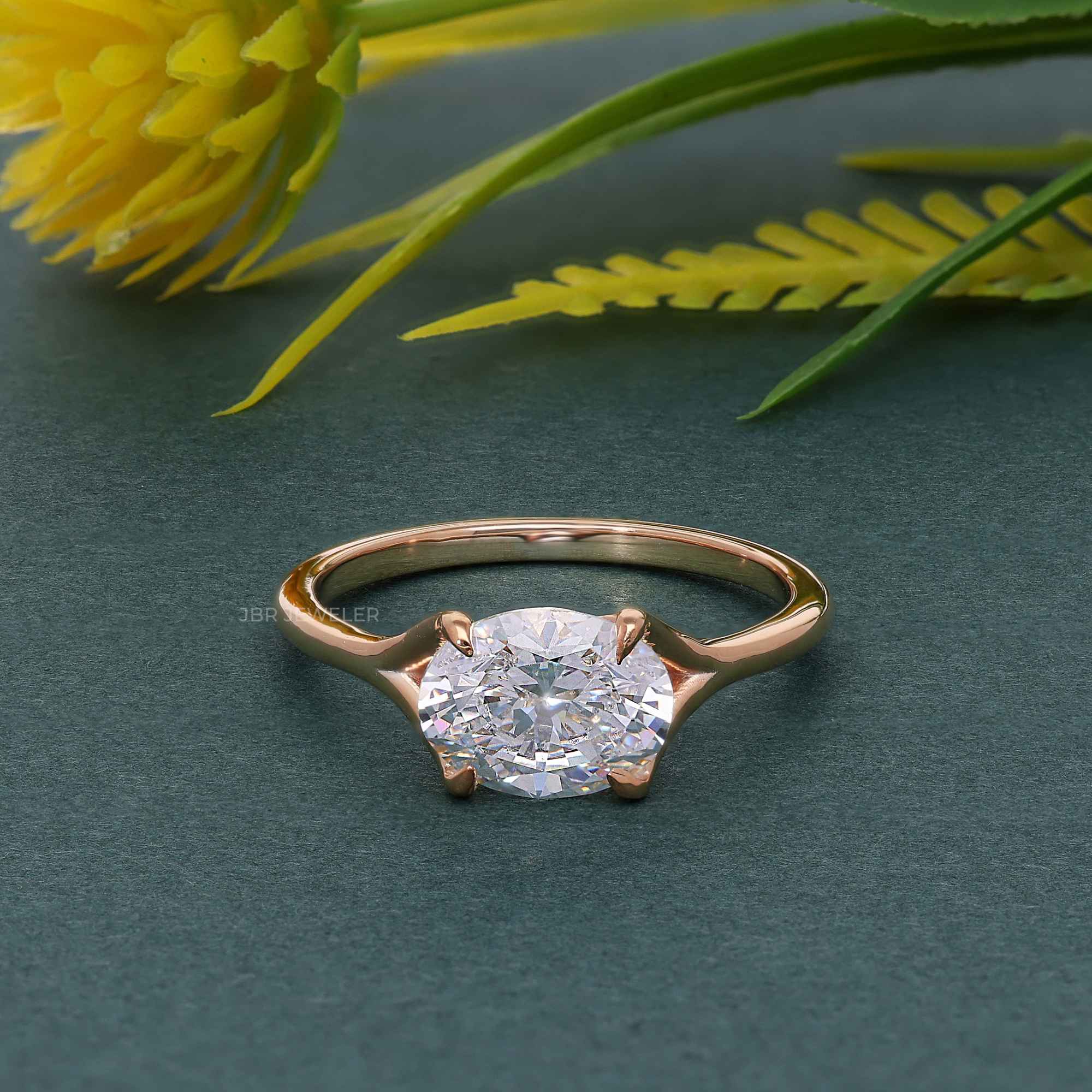 Wrapped Oval Moissanite Diamond Solitaire Engagement Ring