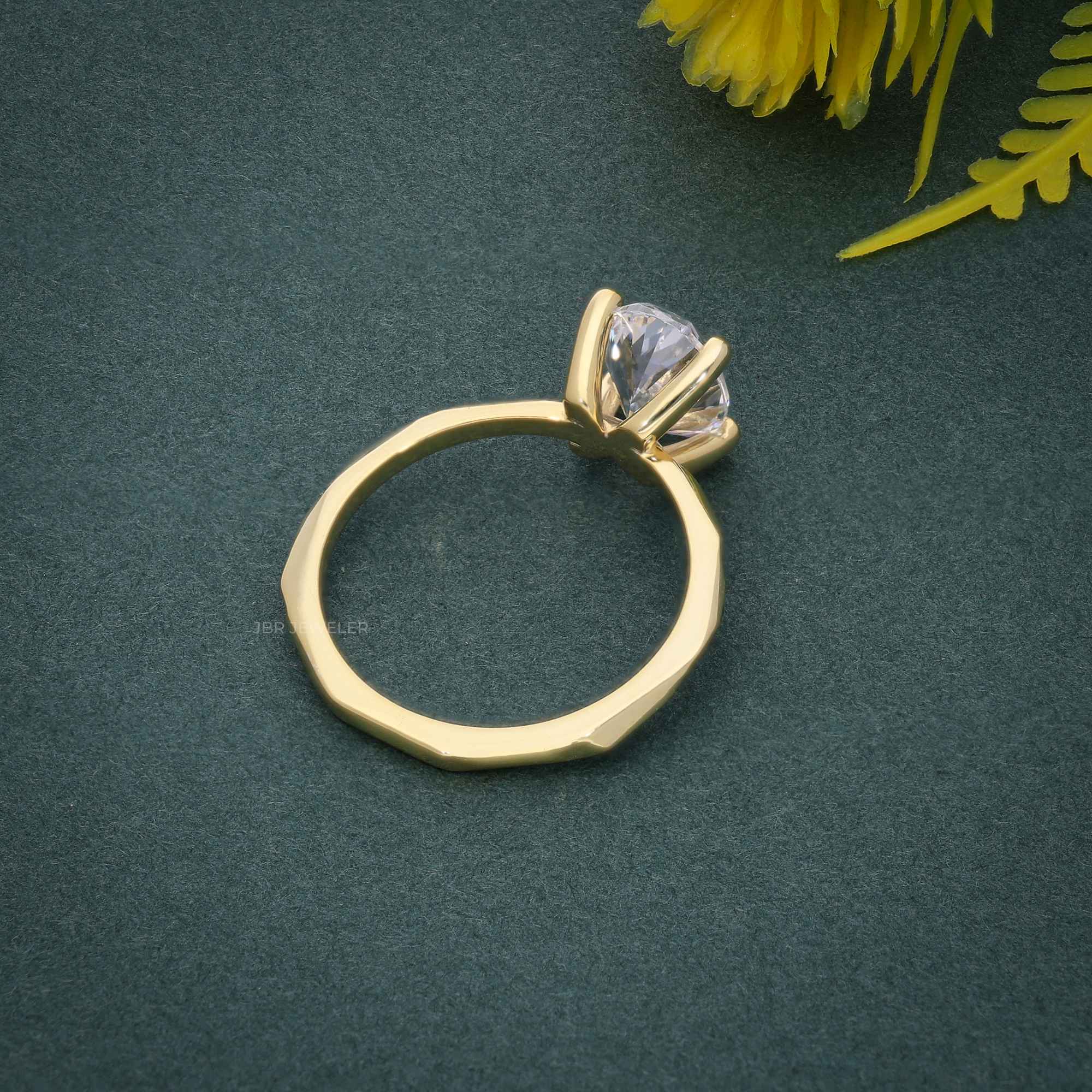 Squared edges Oval Moissanite Diamond Solitaire Ring - JBR Jeweler