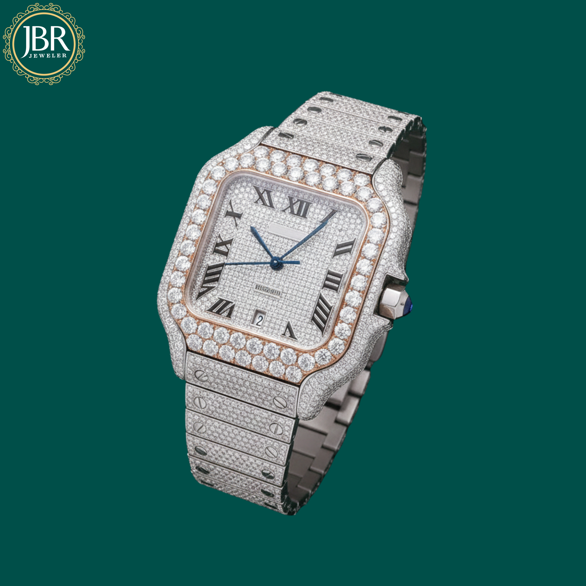 Stainless Steel VVS Moissanite Studded Diamond Two Tone Watch