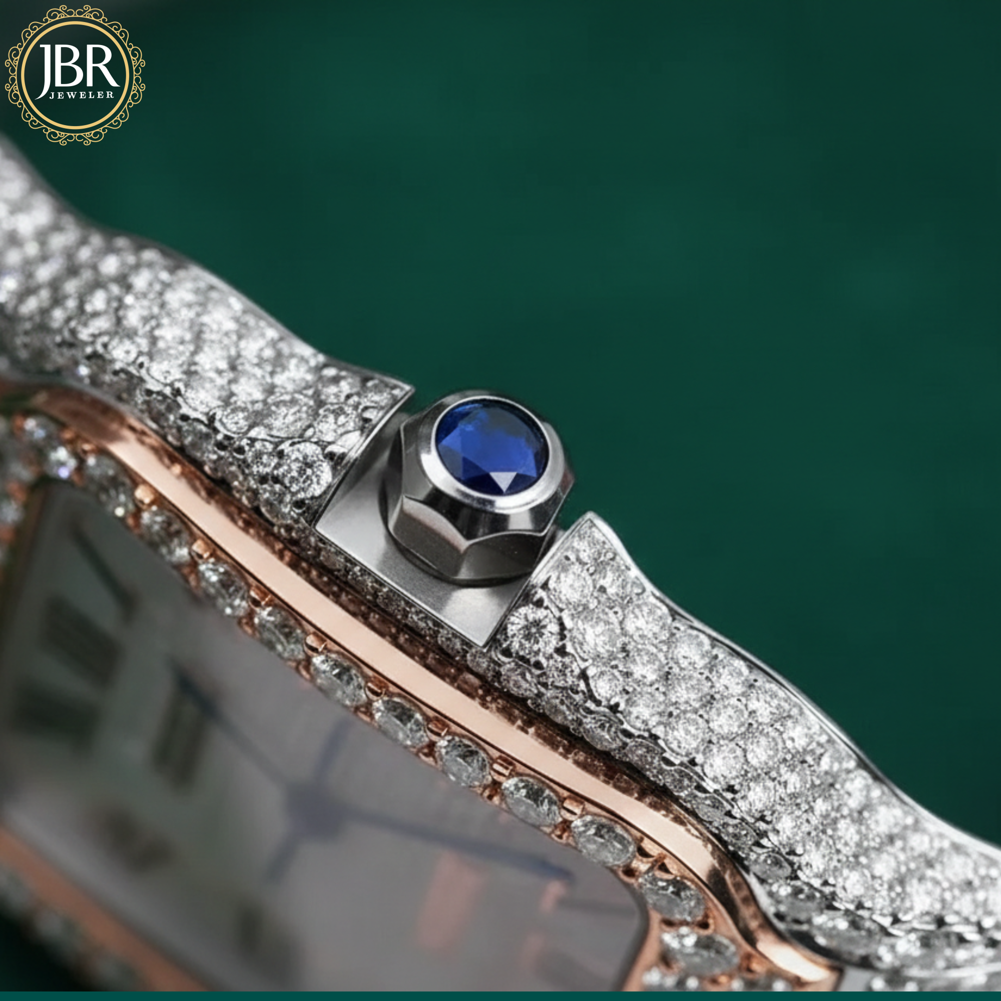 Stainless Steel VVS Moissanite Studded Diamond Two Tone Watch