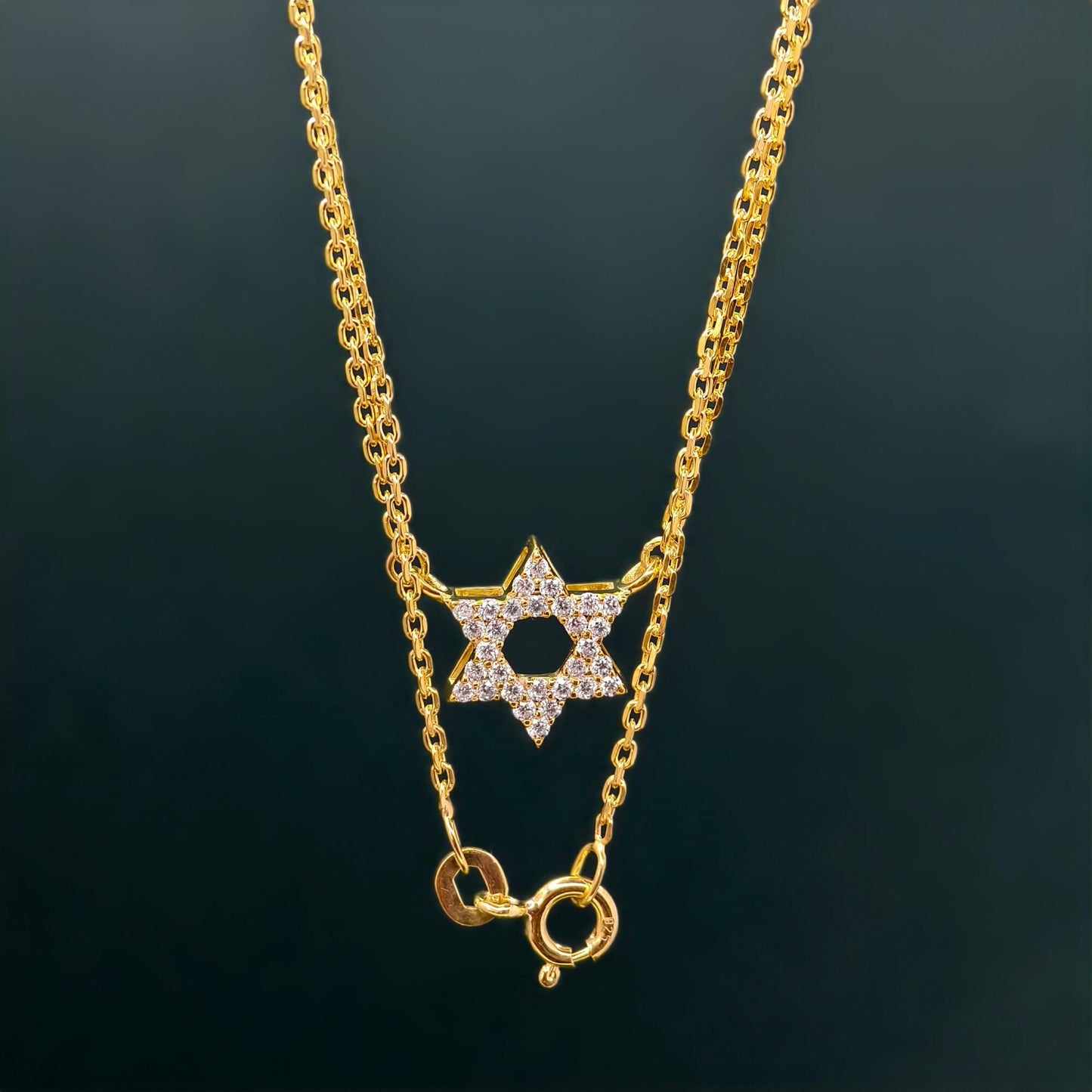 Star Diamond pendant David Necklace in 14k Real Gold, Celestial Necklace