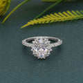 Sunburst Oval Cut Moissanite Diamond Halo Engagement Ring - JBR Jeweler