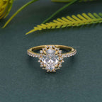 Sunburst Oval Cut Moissanite Diamond Halo Engagement Ring - JBR Jeweler