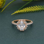 Sunburst Oval Cut Lab Diamond Halo Engagement Ring - JBR Jeweler