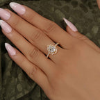 Sunburst Pear Cut Lab Diamond Halo Engagement Ring - JBR Jeweler