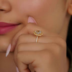 Sunburst Pear Cut Lab Diamond Halo Engagement Ring - JBR Jeweler
