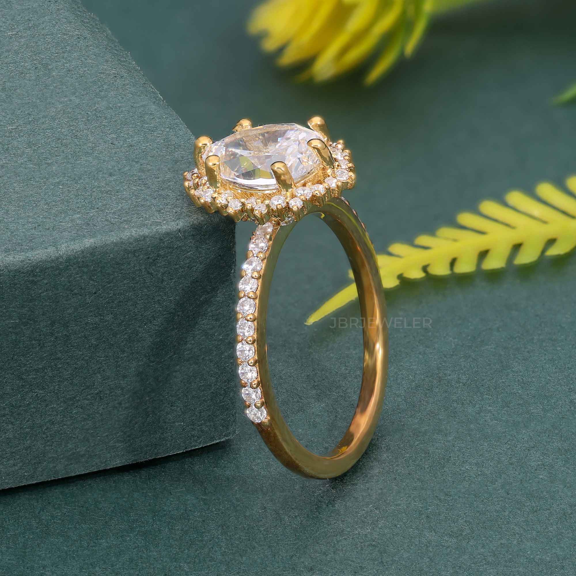 Sunburst Pear Cut Lab Diamond Halo Engagement Ring - JBR Jeweler