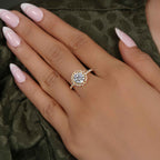 Sunburst Round Cut Lab Diamond Halo Engagement Ring - JBR Jeweler