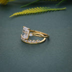 Three Stone Lab Grown Diamond Emerald Cut Bridal Wedding Ring With Matching Band - JBR Jeweler