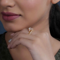 Three Stone Lab Grown Diamond Emerald Cut Bridal Wedding Ring With Matching Band