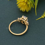 Three Stone Oval Cut Lab Diamond Engagement Ring With Side Trapezoid - JBR Jeweler