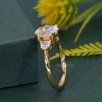 Three Stone Oval Cut Lab Diamond Engagement Ring With Side Trapezoid - JBR Jeweler