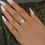 Three Stone Radiant Lab Diamond Engagement Ring With Side Trapezoid - JBR Jeweler
