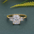 Three Stone Radiant Lab Diamond Engagement Ring With Side Trapezoid - JBR Jeweler