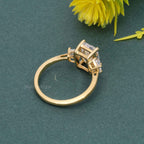 Three Stone Radiant Lab Diamond Engagement Ring With Side Trapezoid - JBR Jeweler