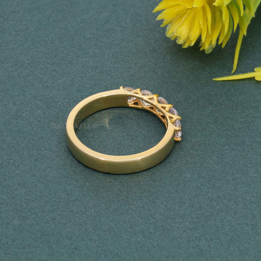 Trellis Five Stone Round Moissanite Diamond Wedding Ring - JBR Jeweler