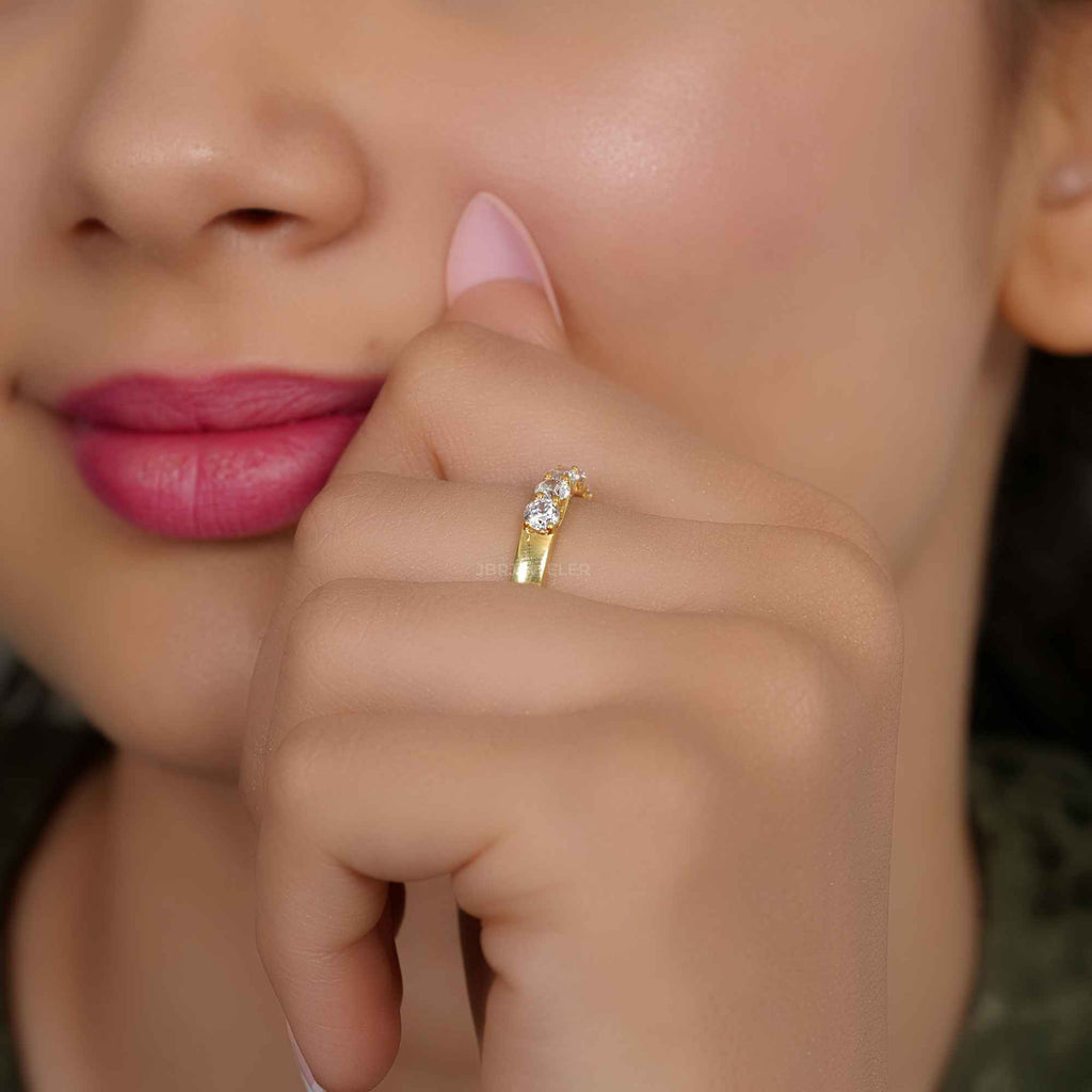 Trellis Five Stone Round Moissanite Diamond Wedding Ring - JBR Jeweler