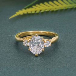 Trellis Three Stone Oval Cut Lab Diamond Ring